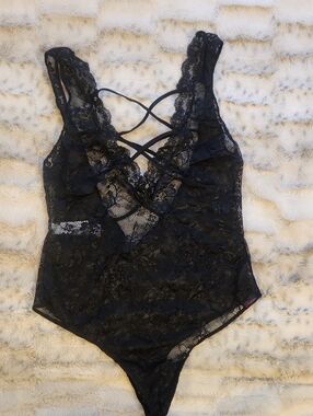Black Lace Strappy Bodysuit